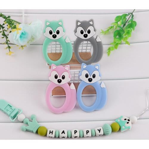 Kovict 1pcs Baby Silicone Teether Cartoon Fox Food Grade Silicone Rodent Teeth Toy For Teeth Tiny Rod Baby Teether Gift