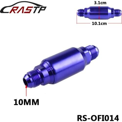 RASTP-Car Auto Replacement Styling Part AN8 100 Micron Blue Billet Aluminum Inline Fuel Petrol Filter Car Accessorie RS-OFI014