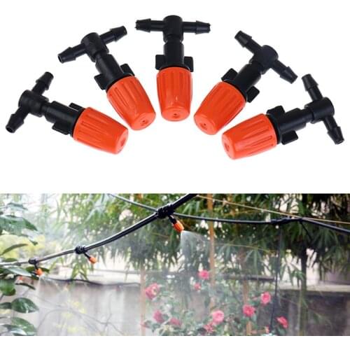 5Pcs Adjustable Misting Nozzle with Tee Joint for Garden Watering Irrigation Sprinkler for 4/7mm 1/4 inch Tubing Hose