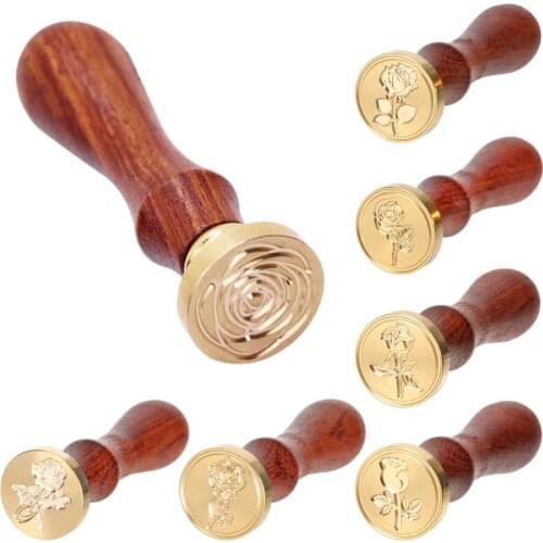 Retro Rose Pattern Sealing Wax Stamp Fire Painting Stamping Envelopes Cards Sealing Decorative Stamps Wedding Decoration