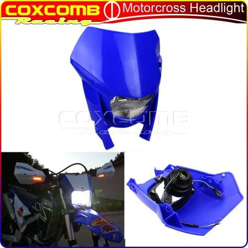Supermoto H4 12V Hi/Lo Orang Enduro Head Lamp Fairing Motocross Headlight Mask For Suzuki DR DRZ RMZ RM 70 85 125 250 450 650