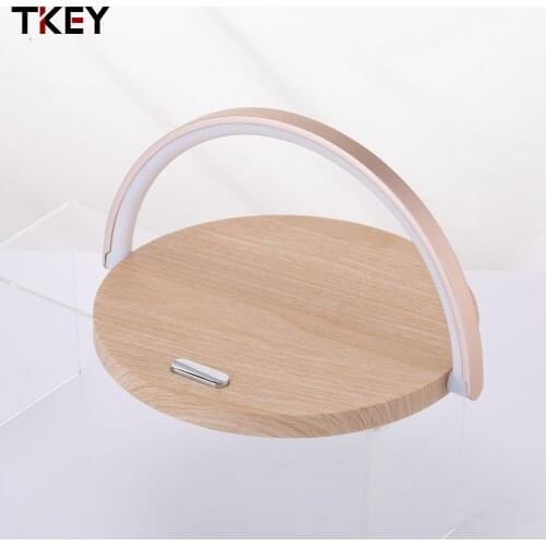 TKEY 10W Wireless Charging Modern Led Round Bedside Small Table Lamp Mobile Phone Holder Eye Protect Dimming Lighting Charger
