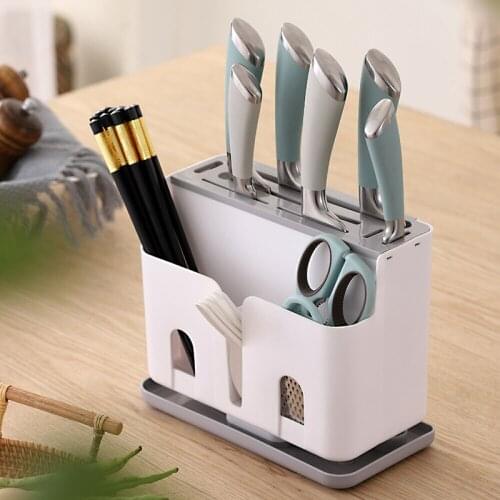 Large Capacity Rack Chopsticks Straws Knife Organizer Block Holder Random Color