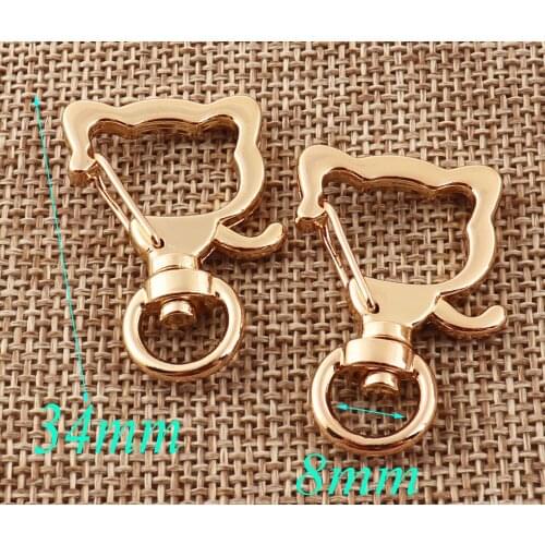 10 PCS Pale Gold Cat Head Lobster Swivel Clasps Hook Clasps Claws Carabiner Buckle Gate Bag Purse Strap Handbag Snap Purse