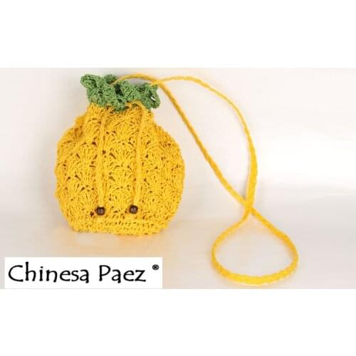 Fashion Hand-Woven pineapple Bag Women Mini Bucket Bag Retro Straw Beach Crossbody Bag Cotton Rope Crochet Hollow Shoulder Bag