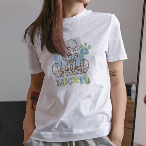 Disney Women Tshirts Mickey Mouse Cartoon Pattern Harajuku White Tees Cute Kawaii Summer New Products Trend Comfortable Casual