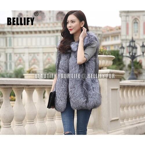 Winter New Fluffy Real Fox Fur Vest For Women Genuine Fox Fur Waistcoat Natural Arctic Fox Fur Sleeveless Outwear