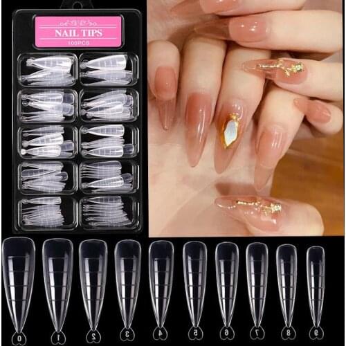 1 Box Full Cover Fake Nail French For Extension Nails False Model Clear Natural White Nail Tips Building UV Gel Maniucure Tool
