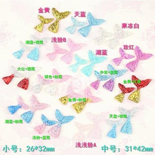 10pcs Fashion DIY Resin mermaid fish tail charms flatback kawaii cabochon sticker resin craft jewelry making ornament decoration