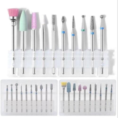10Pcs/Set Tungsten Steel Alloy Grinding Head Brush Kit NAIL Exfoliating And Polishing Tools Manicure Set Nail Tools HA2147