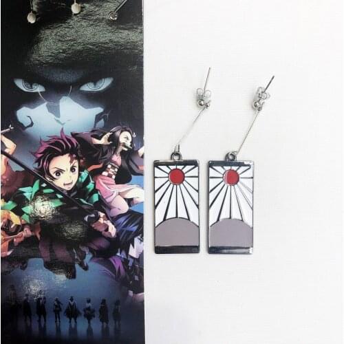 2 pcs/set Demon Slayer: Kimetsu no Yaiba Kamado Tanjirou Figure Cosplay Earring Pendant Toys