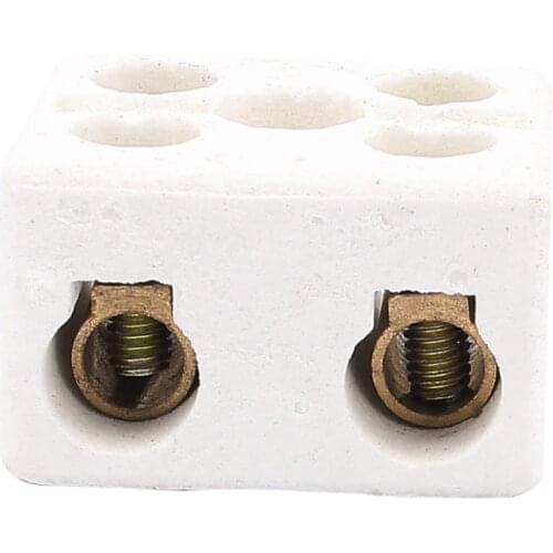 2PCS High Quantity Wire Connector 220V 30A 2 Way 2 Row Dual Row Ceramic Terminal Block 32 x 28 x 20mm White