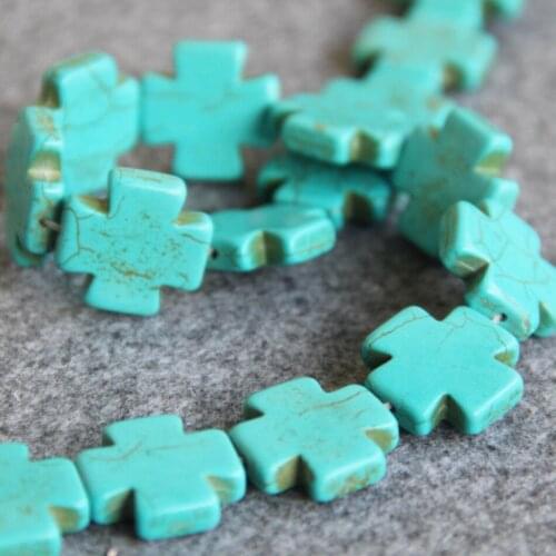20*20mm cross shape Blue Turkey stone loose beads Howlite DIY women gift 15" 2pc/lot Jewelry making design