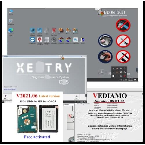 2021.6 Xentry software for MB Star C4 / C5 / C6 / Openport tool For Xentry V2021.6 DTS Vediamo software remote install activated