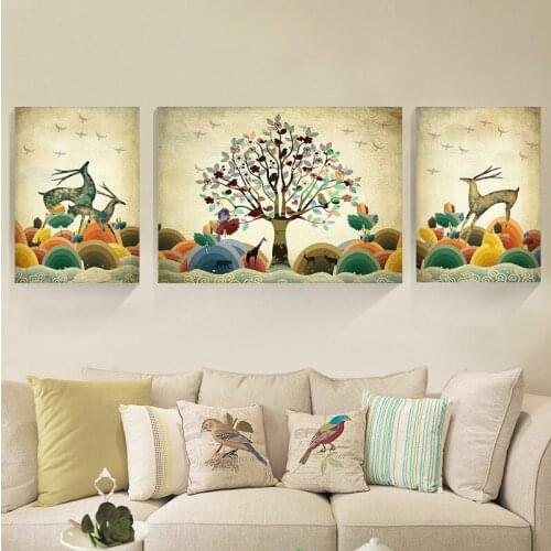 3 Panels Full Painting Diamond Plant Animals Elks Diamond Painting Reindeer Diamond Embroidery Paint By Numbers Sweet Home