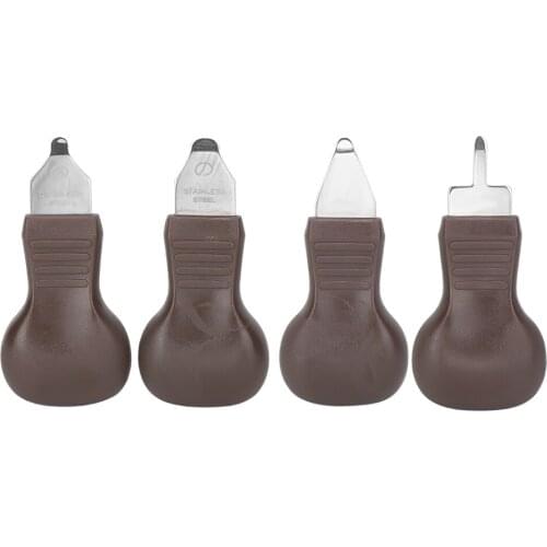 4Pcs Brown Metal Plastic Watch Pry Knife Kit Watch Case Cover Opener Remover Watch Repair Battery Changing Tool for Watchmaker