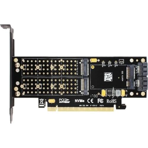 M.2 NVMe SSD NGFF to PCIE X16 Adapter M Key B Key mSATA PCI Express 3.0 3 in 1 Converter NVME M2 SSD m.2 AHCI SATA SSD mSATA