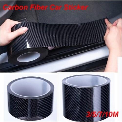 Carbon fiber car sticker 3/5/7/10M 5D carbon fiber adhesive tape waterproof car Welcome pedal Decor sticker Scratch occlusion