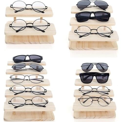 Bamboo Sunglasses Stand Top Luxruy 2-5 Layers Options Glasses Display Jewelry Holder Bracelet Watches Show Product Wholesale