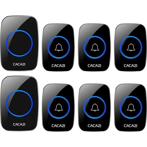 CACAZI Wireless Doorbell Waterproof 300M Remote US EU UK Plug Receiver 0-110db Smart Home Cordless Calling Bell 60 Chimes