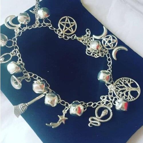 CELESTIAL MOONSTONE PAGAN Charm Bracelet Dragon and Amethyst Anklet Pagan Charm Bracelet, Gothic Bracelet