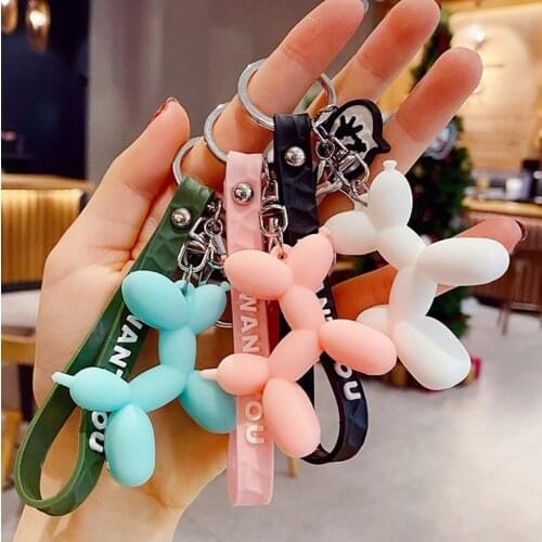 Fashion Stereo Cute Balloon Dog Keychain Environmental PVC Key ring Creative Cartoon Mobile Phone Bag Car Pendant Fun Keychain