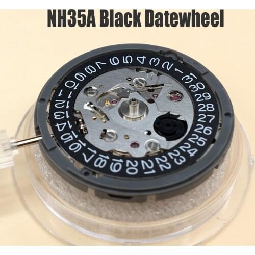 Original Japan NH35A Black Datewheel High Accuracy Automatic Self-winding Movement Mens Mechanical Watch Replacement Mechanism