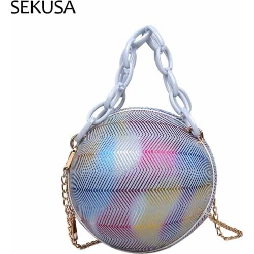 Ball Design PU Casual Handbags Zipper Strip Basketball Party Female Day Clutch Holder Purse With Chain Bags