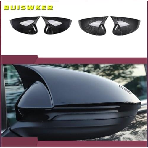 Car Rearview Mirror Cover Cap Carbon Fiber Black For VW GOLF 8 MK8 2020 2021 Support Lane Change Side Assist Blind Spot Assist