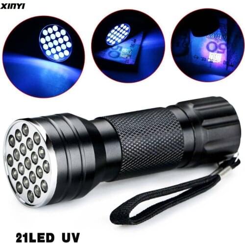 MINI HandheldUV Flashlight 21LED 12LED UV Light 395-400nm LED UV Flashlights linterna torch Ultraviolet Black Light lamp