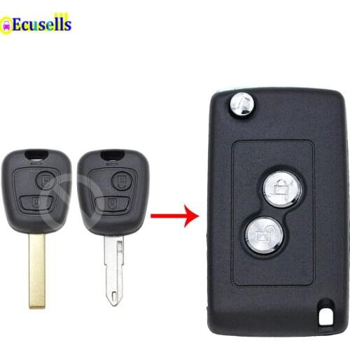 Modified Flip Remote Key Case Fob KEY SHELL 2 BUTTON for PEUGEOT 206 205 405 106 306 307 HU83 OR NE72 blade
