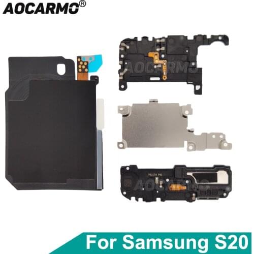 Aocarmo For Samsung Galaxy S20 Wireless Charging Module + WIFI Antenna Motherboard Cover + Loudspeaker + Metal Sheet Holder 4in1