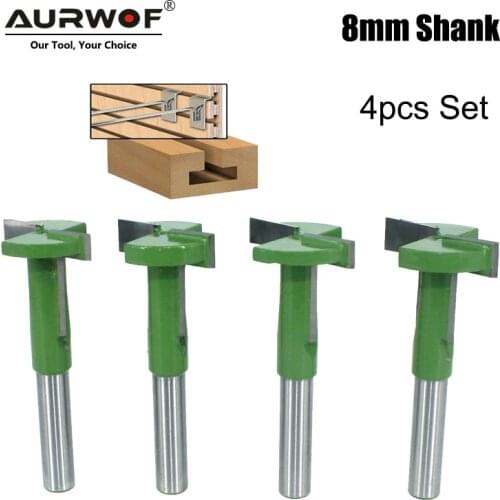 LAVIE 4PCS Set 8mm Shank T-Slot Router Bit Straight Edge Slotting Milling Cutter Cutting for Wood Woodworking Handle MC02089