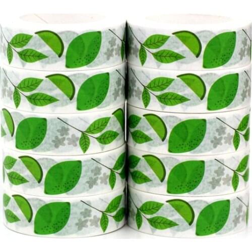 NEW 10pcs/Lot Decorative Green Leaves Washi Tapes Japanese Paper DIY Scrapbooking Planner Adhesive Masking Tape Cute Stationery
