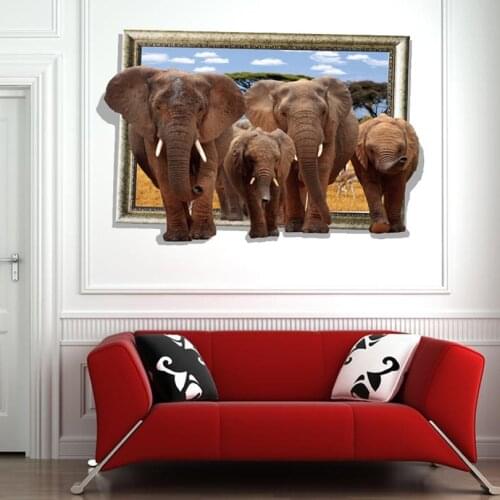 NEW Creative wall sticker 3D three-dimensional wall stickers African elephant Wall Sticker Interesting wall stickers 9168015