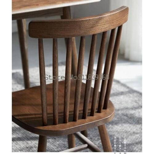 Weisha all solid wood dining chair Nordic restaurant Windsor chair simple bedroom makeup chair home leisure oak back chair