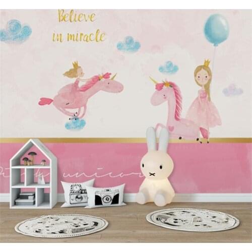 Beibehang custom modern wallpaper Childrens room wall covering TV background cartoon Nordic pink female wall paper 3D bedroom