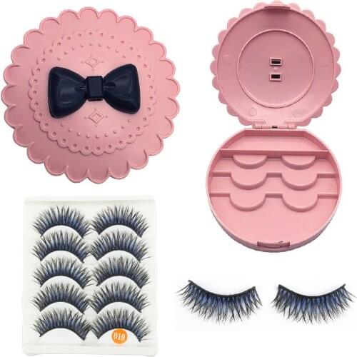 Portable Cute Bow False Eyelash Care Storage Plastic Case Box Cosmetic Case Container Flower+tie Shape Without Mirror TSLM1