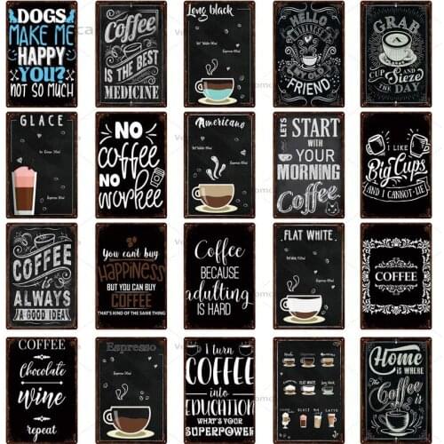 Coffe Poster Vintage Home Decor Metal Tin Signs Malt Decorative Plaques For Bar Wall Art Craft
