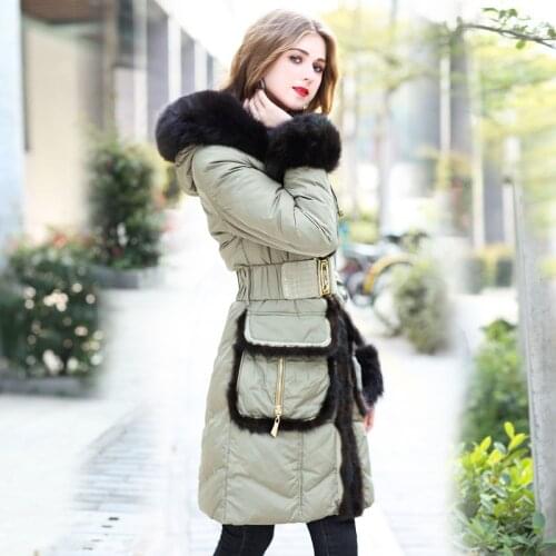 Royalcat luxury mink fur fox Hooded 2020 Winter Jackets Women duck Down Jacket slim medium and long thick down Parka Womensn
