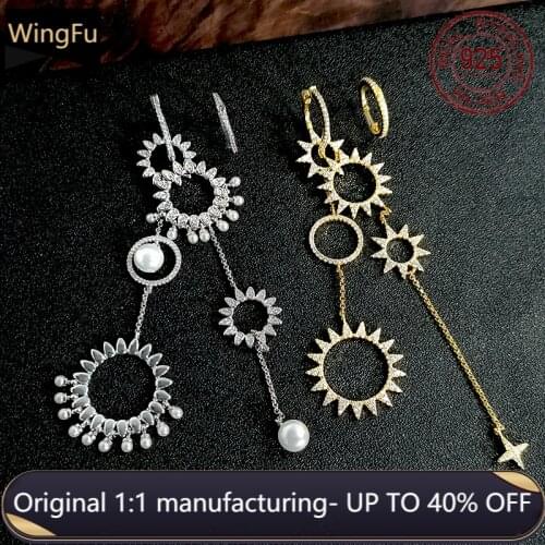 S925 sterling silver women pearl long tassel earrings gear drop earrings exaggerated banquet monaco jewelry