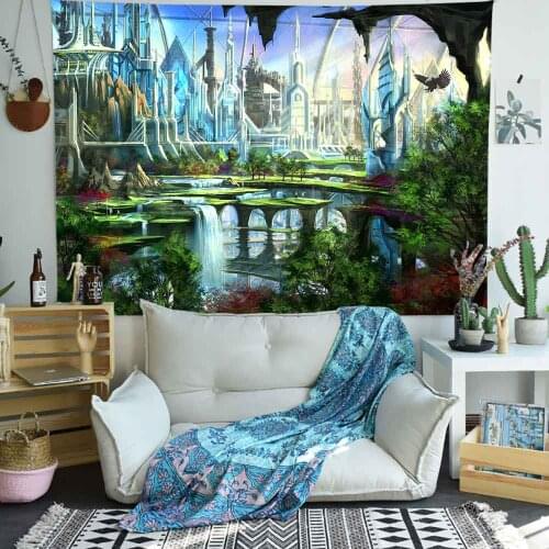 Simsant Psychedelic Castle Tapestry Game Forest wonderland Wall Hanging Tapestries for Living Room Bedroom Home Dorm Decor