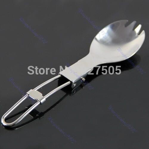Outdoor Camping Hiking Cookout Picnic Foldable Spork Stainless Steel Fork Dinnerware Sets for kitchen accessories