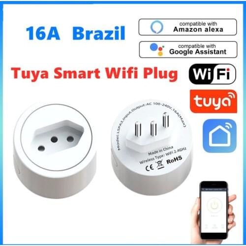 16A Smart Plug WiFi Brazil Smart Home Intelligent Outlet With Power Monitor Timing Voice Control Works With Google Home Alexa