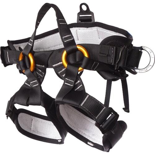 Arborist Tree Surgeon Caving Harness Rock Climbing Half Body Fall Protection Rappelling Harness Belt Safety Equipment Black Pro