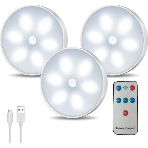 LED Dimmable Night Lights USB Rechargeable Under Cabinet Puck Lighting Magnetic Stick for Shelf Wardrobe Counter Closet Lamp