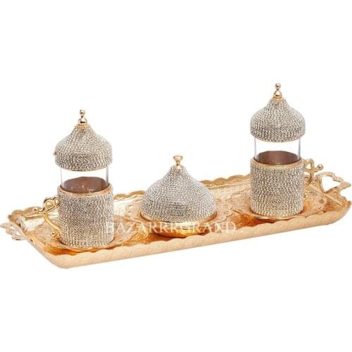 TURKISH COFFEE SET WITH STONES TWO-PERSON STONE WATER SET - STONE - GOLD OR SILVER YOUR AWESOME ELEGANT SET FREE SHİPPİNG