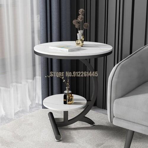 Sofa Edge Corner Rock Board Light Luxury Designer Tea Table Model Room Round Marble Round Table