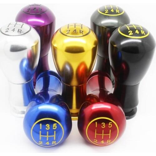 Universal Aluminum 5 Speed Car Manual Gear Shift Knob Head Shifter Lever 7 Colors Car Gear Shift Knob for VW Golf Metal Texture