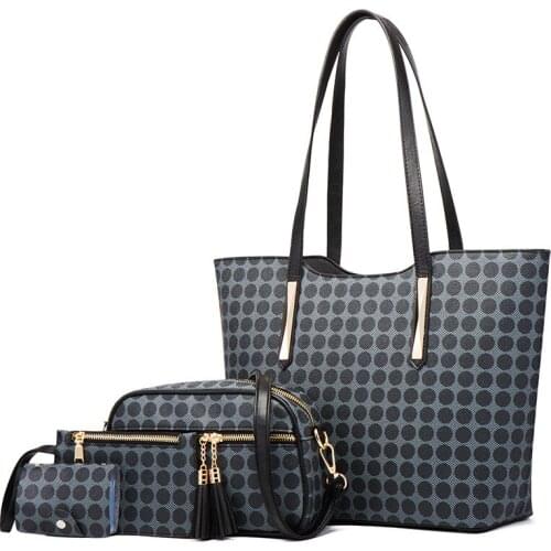 Women Dots Handbags Bag Four-Piece Shoulder Bag Messenger Bag Wallet Crossbody Handbag bags